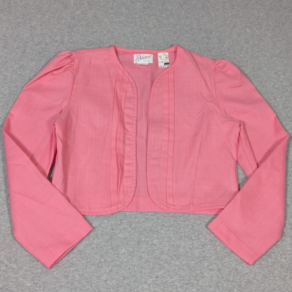 Vintage Girls Pleated Skirt Cardigan Jacket Set Size 10 Bright Pink New - Picture 3 of 13